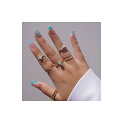 Anillo Cristal Azul Forma Cuarzo