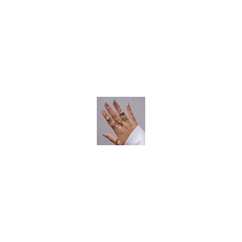 Anillo Cristal Azul Forma Cuarzo