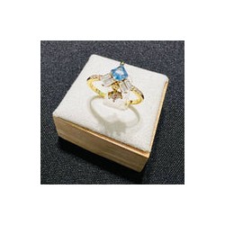 Anillo Cristal Azul Y Cristal Colgante
