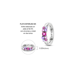 Anillo Cristales Rosa Brillantes Frase Mi Amor Nunca Se Acabará