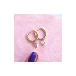 Aretes Argolla Corazones y Cristales Rosas