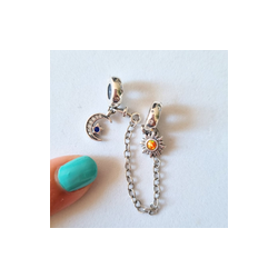Charm Cadena De Seguridad Sol Y Luna
