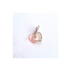 Charm Corazón Rosa Pastel y Dije de Corazón Con Estrella