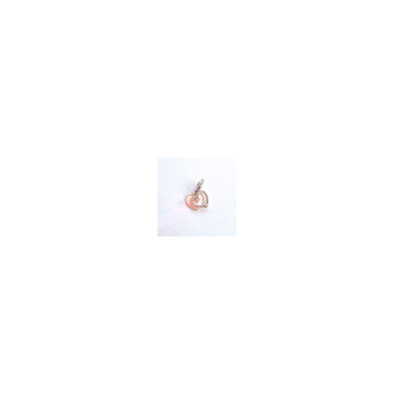 Charm Corazón Rosa Pastel y Dije de Corazón Con Estrella