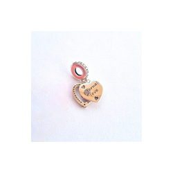 Charm Corazón Rosa Pastel y Dije de Corazón Con Estrella