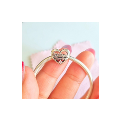 Charm Corazón LOVE you forever y Cristal Rosa Palo
