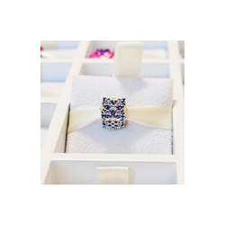 Charm Cuadrado Vintage Cristales Morados Y Azules