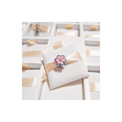 Charm Flor Rosa Esmalte Y Cristales